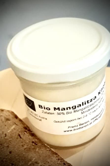 Knoblauchschmalz vom Bio Mangalitza Schwein