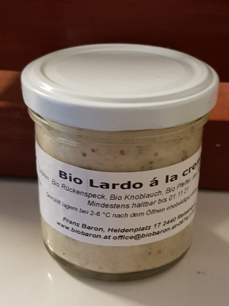 Lardo á la crema vom Bio Mangalitza Schwein