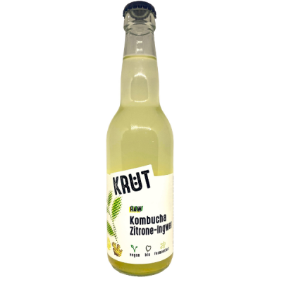 Raw Kombucha Zitrone-Ingwer, BIO, 330ml von KRUT - Kimchi & Kombucha