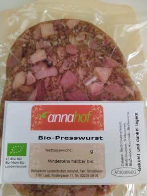 Presswurst Bio 250g von Annahof - biologische Landwirtschaft Fam. Schabbauer