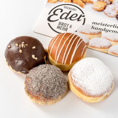 4er Pack Krapfen Marille, Mohn-Powidl, Vanille, Nougat von Bäckerei Eder GmbH