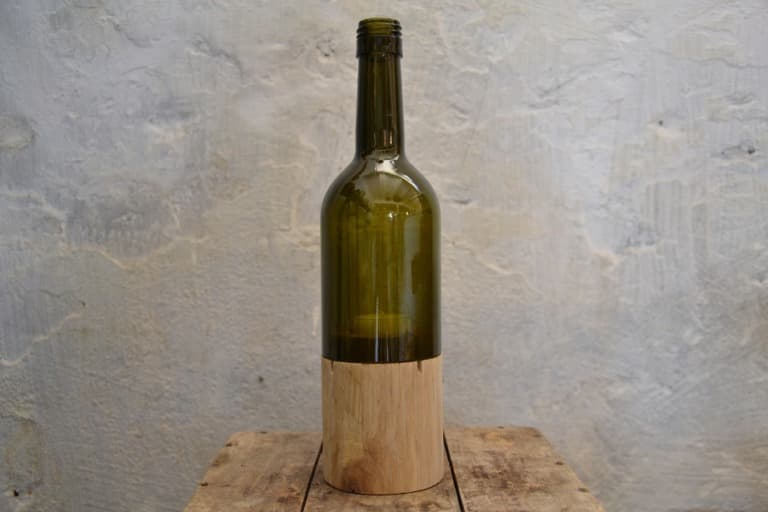 Windlicht braun, Upcycling aus alter Weinflasche